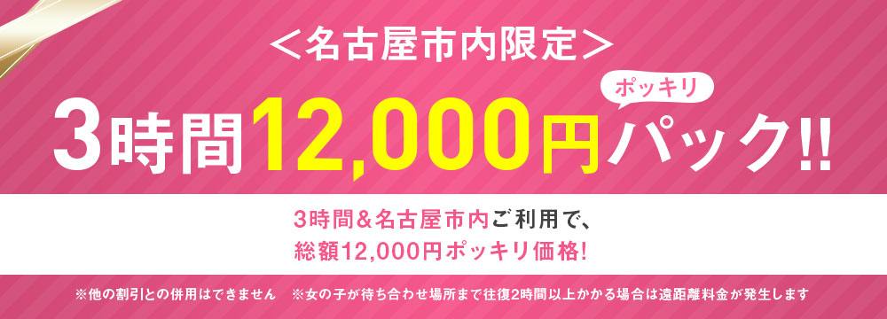 名古屋市限定 3時間12,000円パック!!