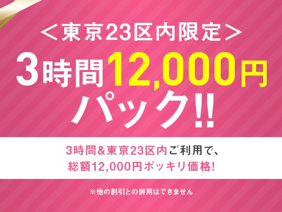 東京23区内限定 3時間12,000円パック!!